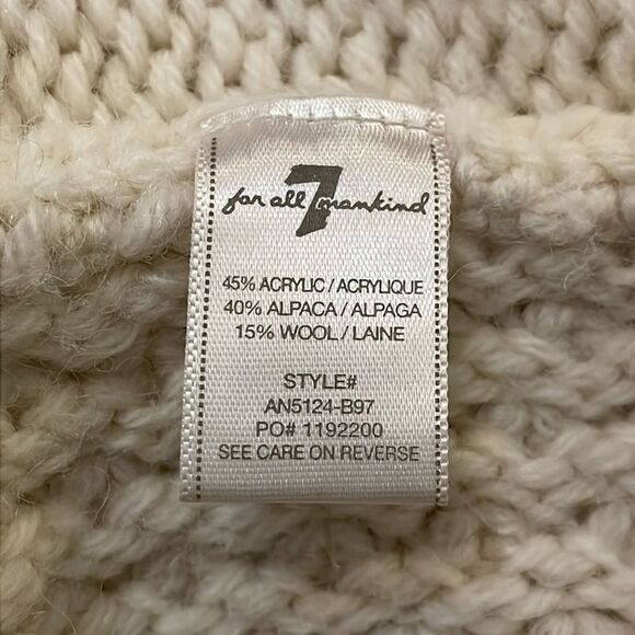 7 For All Mankind Alpaca Wool Blend Cream Knit Shrug Sweater Womens Size Medium - Picture 5 of 13